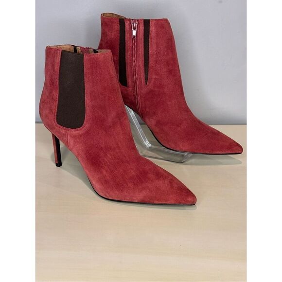 Jeffrey Campbell Women's Nixie Suede Pointed Toe Bootie Red Orange Size 7.5 NWT - Picture 5 of 10